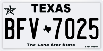 TX license plate BFV7025