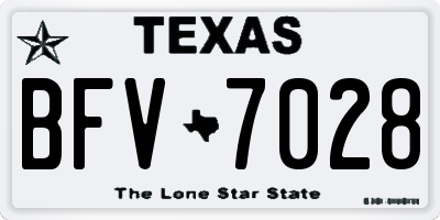TX license plate BFV7028