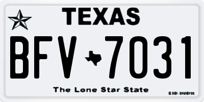 TX license plate BFV7031