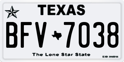 TX license plate BFV7038