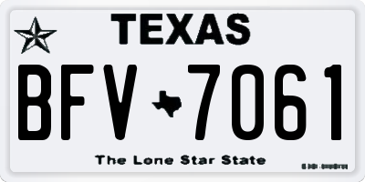 TX license plate BFV7061