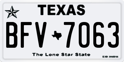 TX license plate BFV7063