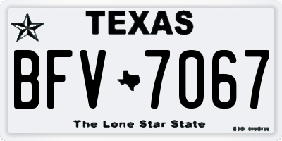 TX license plate BFV7067