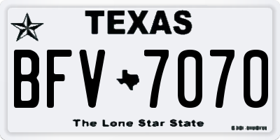 TX license plate BFV7070