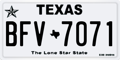 TX license plate BFV7071