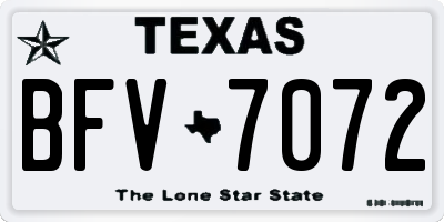 TX license plate BFV7072