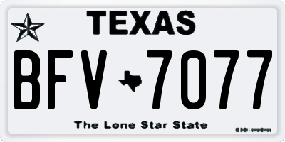 TX license plate BFV7077