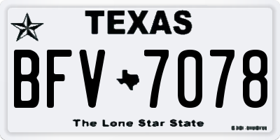 TX license plate BFV7078