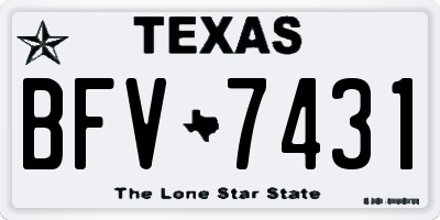 TX license plate BFV7431