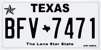 TX license plate BFV7471