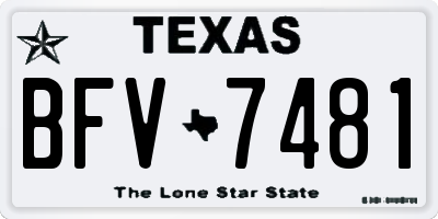 TX license plate BFV7481