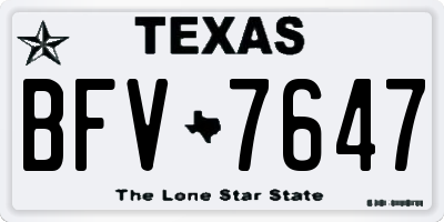 TX license plate BFV7647