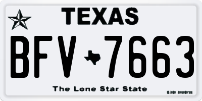 TX license plate BFV7663