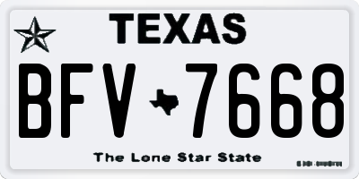 TX license plate BFV7668