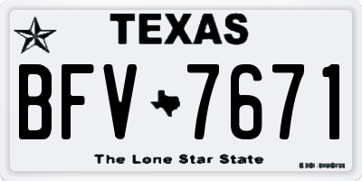 TX license plate BFV7671