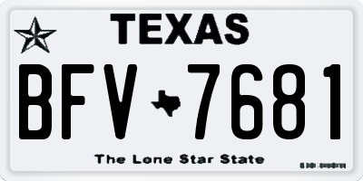 TX license plate BFV7681