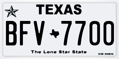 TX license plate BFV7700