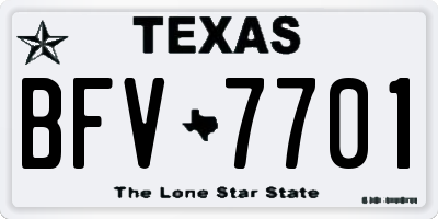 TX license plate BFV7701