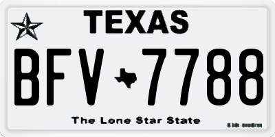 TX license plate BFV7788