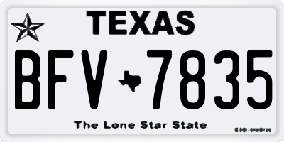 TX license plate BFV7835