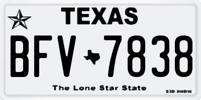 TX license plate BFV7838