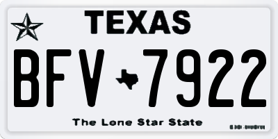 TX license plate BFV7922