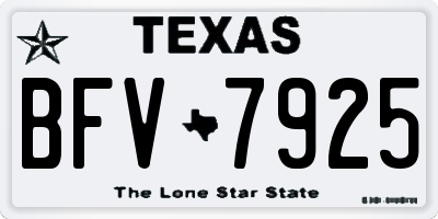 TX license plate BFV7925