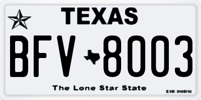TX license plate BFV8003