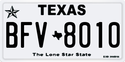 TX license plate BFV8010