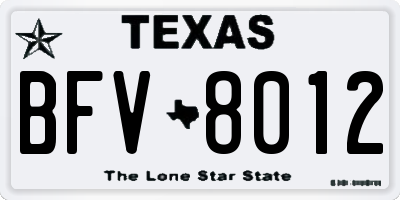 TX license plate BFV8012