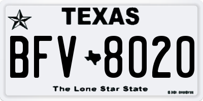 TX license plate BFV8020