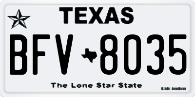 TX license plate BFV8035
