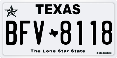 TX license plate BFV8118