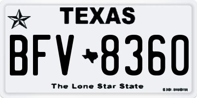 TX license plate BFV8360