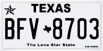TX license plate BFV8703