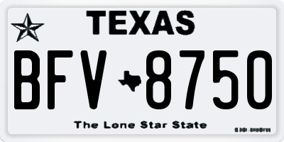 TX license plate BFV8750