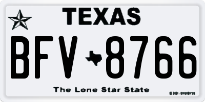 TX license plate BFV8766