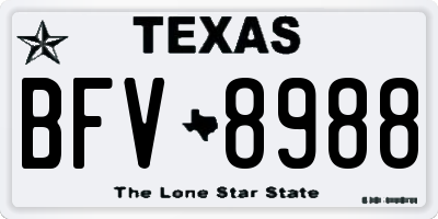 TX license plate BFV8988
