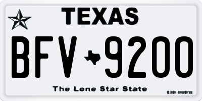 TX license plate BFV9200