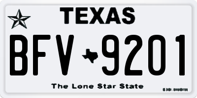 TX license plate BFV9201