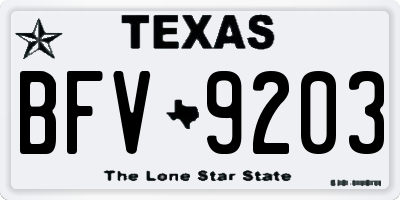 TX license plate BFV9203