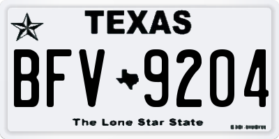 TX license plate BFV9204