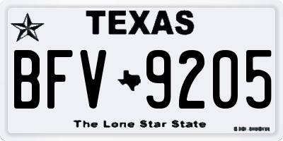 TX license plate BFV9205