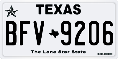 TX license plate BFV9206