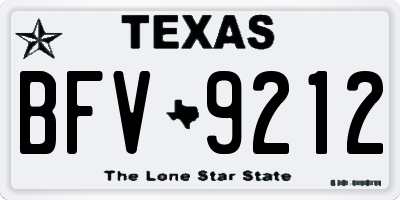 TX license plate BFV9212