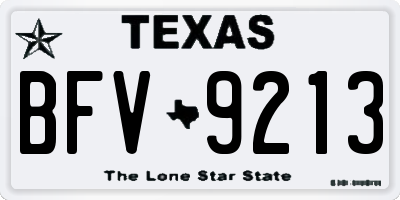 TX license plate BFV9213