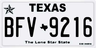 TX license plate BFV9216