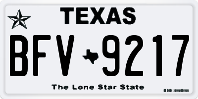 TX license plate BFV9217