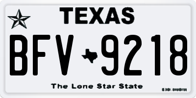 TX license plate BFV9218