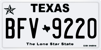 TX license plate BFV9220